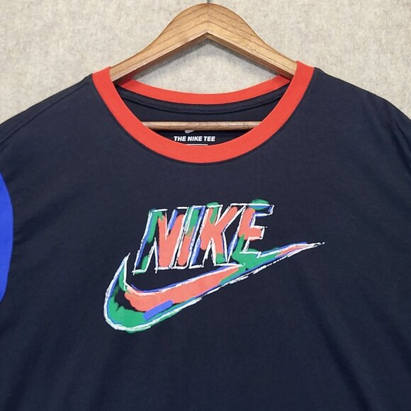 Nike Men's XXL Color Block Tee Shirt Black Blue Green‎ Red Streetwear - Picture 2 of 7